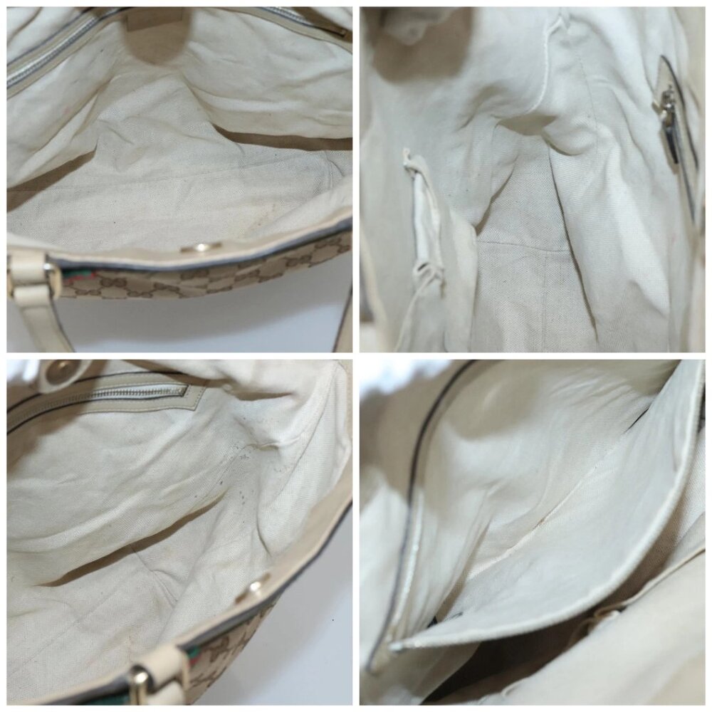 GUCCI GG Canvas Web Sherry Line Tote Bag Beige Gold 257062 Auth 140783 - Picture 16 of 16